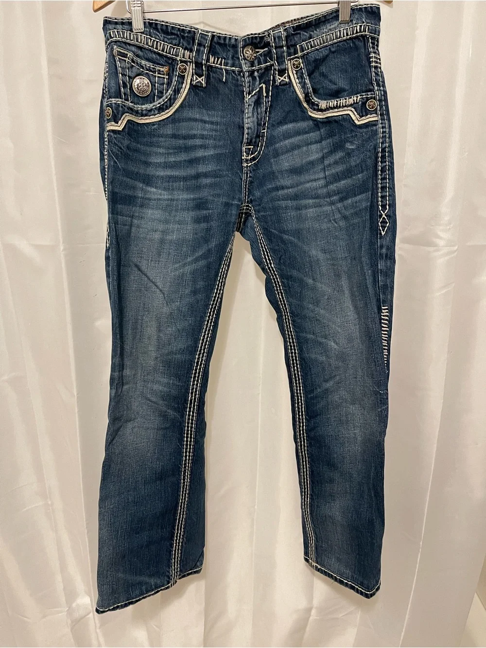 Rock Revival Men’s 31 Jason Relaxed Straight Denim Blue Wash Jeans